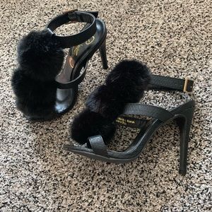 Black Pom Pom high heel nasty gal privileged